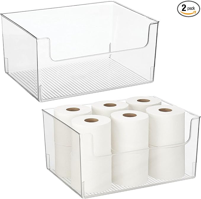 Large Modern Plastic Open Front Dip Storage Organizer Bin