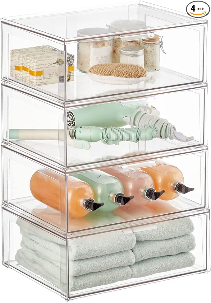 Organizer Bin Containers with Front Pull Drawer